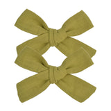 2020 Lovely Baby Solid Hair Bows With Clip Bowknot Hair Clips Headwear Children Cute Cotton Hairpins Barrettes Hair Accessories