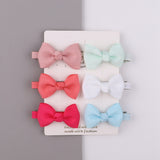 6Pcs/Set Sweet Mini Bows Hair Clips For Cute Girls Solid Ribbon Hairpins Boutique Barrettes Headwear Kids Hair Accessories Gifts