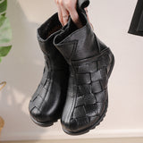 kamames kamames And Winter New-Style Cowhide Flat-Soled Women's Shoes Leisure Leather Short Boots Middle-Aged Mother Shoes Warm And Comfortable Cotton Shoes
