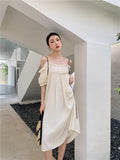 Zingj Off The Shoulder Summer Long Ruched Dress 2021 Spaghetti Strap Loose Backless Ladies Beach Dress Holiday Clothes