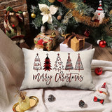 1pc Festive Contemporary Christmas Tree Pillow Cover, 12x20 Inch, Merry Christmas Single-Sided Design, Machine Washable, Zippered Polyester Throw Cushion Case for Home Couch Decor