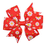 20pcs/lot Printed Flower Hair Bows With Clip For Baby Girls Grosgrain Ribbon Boutique Hair Clip Barrettes Hair Accessories 039