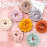 2022 New Winter Plush Scrunchies Women Girls Imitation Mink Elastic Hair Rubber Bands Accessories Tie Hair Ring Holder Headdress