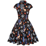 kamames Women Vintage Party Christmas Dress Black Holiday Summer Pinup 2XL Pin Up Print Retro 50s 60s Rockabilly Sundress Vestidos