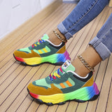 kamames Size Casual Single Shoes Rainbow Sole Fashion Tie Fly Weave Breathable Leisure Sports Spot Single Shoes Girls
