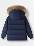 Boys Ultra-Soft Color Block Hooded Fuzzy Coat - Insulated Winter Jacket with Cozy Fleece Trim - Perfect for Outdoor Adventures & Impressive Gift Idea