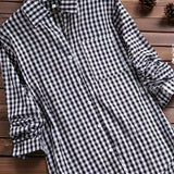 Plus Size Womens Lapel Collar Plaid Gingham Print Casual Long Sleeve Shirt - Soft Non-Stretch Polyester Fabric, Woven Construction, Perfect for Spring and Fall Seasons