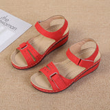 kamames Summer New Retro Women's Shoes Sandals Car Line Hole Shoes Large Size Round Head Slope Heel Comfortable Sandals Women