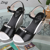 kamames Summer Women's Platform Wedges Waterproof Sandals 10cm Super High Heel Women Shoes Gingham PVC Sandals