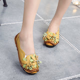 kamames New Head Layer Cowhide Soft Sole Women's Shoes National Wind Leather Women's Single Shoes Large Size Comfortable Bean Shoes