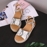 kamames Shoes of Women Summer 2022 Leopard Open Toe Flat Roman Sandals Leopard Straw Platform Sandals Size 43 Zapatillas Mujer