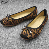 kamames Leopard Ballet Women Slip on Loafers Ladies Ballerina Platform Flats Comfortable Casual Flat Shoes