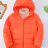 Kid's Outdoor Hooded Quilted Jacket, Light-weight Warm Padded Coat, Boy's Clothes For Winter Outdoor, As Gift