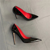 kamames Black Red High Heels Shoes Woman Pumps 12cm Tacones Pointed Toe Stilettos Sexy Deep Cleavage Wedding QKOU011 ROVICIYA