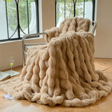 1pc Luxurious Faux Rabbit Fur Blanket - Soft, Warm, and Cozy for All Seasons - Perfect for Bedroom, Office, Camping, Travel, and Home Decoration