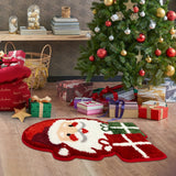 Santa Claus Plush Microfiber Bathroom Rug - Non-Slip, Absorbent, Cute Christmas Decor Shower Mat in Red & Orange