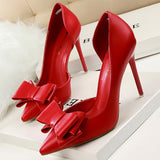 BIGTREE Shoes Bow-knot Woman Pumps Stiletto 10.5 Cm Women Basic Pump Pointed Toe Classic Pumps Sexy High Heels Women Shoes 2021