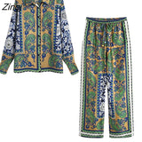 kamames Women Vintage Patchwork Paisley Print Straight Pants Female Chic Elastic Waist Retro Long Trousers Pantalones Mujer P212