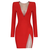 Zingj New Arrival Bandage Dresses Black Long Sleeve O Neck Long Sleeve Beading Sexy Party Club Celebrity Elegant Women Dress