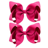 2Pcs/lot 4'' Cute Solid Grosgrain Ribbon Bowknot Hair Clips For Girls Handmade Hairpins Barrettes Headwear Kids Hair Accessories