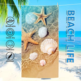 Ultra-Soft Quick-Dry Beach Towel with Starfish & Seahorse Design - Perfect for Swimming, Camping, Yoga & Travel - Absorbent & Lightweight - 59x29.5in or 70x31.4in