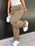 Multi-Pocket Cargo Pants for Women - Stylish Solid Color Activewear for Running, Hiking, and Casual Outdoor Adventures