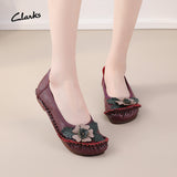 kamames Summer New National Wind Leather Flower Single Shoes Beef Tendon Bottom Leisure Flat Bottom Women's Shoes Middle-Aged And Elderly