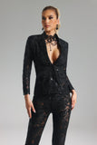 kamames Carrie Sequins Lace V-Neck Set