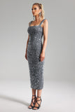 kamames Kathleen Sequins Velvet Midi Dress