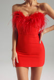 Kamames Julie Strapless Feather Mini Bandage Dress