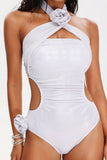 kamames Sila Silver Crossed Halter Swimsuit