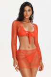 kamames Yogi Orange Bikini Four Pieces Set