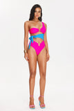 kamames Tine Contrast Color One Shoulder Swimsuit