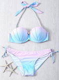 Hot Sale Summer Mermaid Bikini Western Style Women Bikinis Gradient Ramp Color Sexy Shell Swimsuit Low Waist Bathing Suit