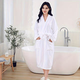 Ultra-Soft Microfiber Bathrobe with Pockets - Quick Dry, Super Absorbent, Thick & Cozy for Couples - Perfect for Fall/Winter