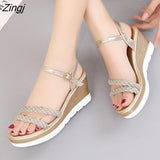 kamames Mujer 2023 Sandals Platform Women Ankle Strap Shoes Women Fashion High Heels Wedges Dress Party Shoes Open Toe Shoes