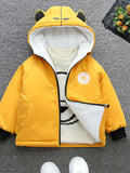 Boys Winter Thickened Coat Cute Little Tiger Print Hooded Jacket Boys Windproof Thick Warm Coat Jacket