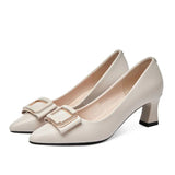 kamames kamames High Heels Female Wedding Thick Heel Autumn Shoes Not Tired Feet Soft Bottom Comfortable 2023 New Soft Leather Single Shoes