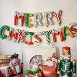 Merry Christmas Balloon Banner Set, 16 Inch 3D Foil Balloons, Candy Style Santa Claus Snowman Deer, Festive Party Decor, Indoor & Outdoor Use, No Power Needed, First Communion Party Supplies