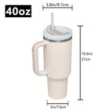 1pc Vacuum Flask With Straw And Handle 40oz, Portable Thermal Bottles, Stainless Steel Leakproof Tumbler, Heat And Cold Retention, Insulated Cup With Lid For Outdoor Camping, Hiking, Driving, Car Travel Cup, Drinkware