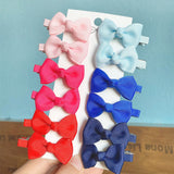 12Pcs/set Grosgrain Ribbon Bowknot Hairpins For Cute Girls Colorful BB Hair Clips Mini Barrettes Headwear Kids Hair Accessories