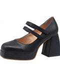 kamames Word With High Heels For Women With Single Shoes 2024 Spring New Korean Version Of Thick Soles, Thick Heels, Square Heels, Retro Mary Jane Shoes