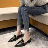 kamames kamames Cool Slippers Female Summer New French Chain Fashion With A Thick Heel Head Half Slippers High Heel Muller Shoes