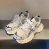 kamames kamames Bottom Dad Shoes Female 2024 Summer New Vintage Port Wind Heighten Running Shoes Silver Mesh Breathable Casual Shoes