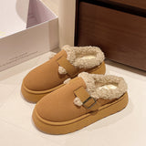 kamames Version Of Muffin Thick-Soled Woolen Shoes Women In 2024 Winter New Snow Boots Wearing Warm And Velveteen Semi-Slippers