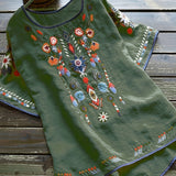 Plus Size Bohemian Embroidered Blouse - Flattering High-Low Hem, Breezy Half Sleeves - Perfect for Spring & Summer Chic Comfort