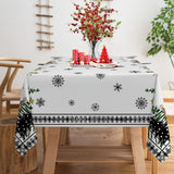 60x84 inches Festive Holiday Tablecloth - Vibrant Black and Red Plaid Rectangle Table Cover with Merry Christmas Border - Machine Woven, Washable, Stain-Resistant, Easy-Care, and Durable Polyester Fabric for Party, Picnic, and Dinner Decorations