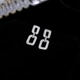 2025 Liyu's new zircon geometric stud earrings square hollow earrings S925 sterling silver needle temperament short dinner jewelry women