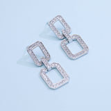 2025 Liyu's new zircon geometric stud earrings square hollow earrings S925 sterling silver needle temperament short dinner jewelry women