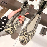 kamames Plus Size Spring New Ballet Flats Women Square Toe Knit Fabric Loafers Breathable Flat Heel Drive Shoes Driving Sneaker